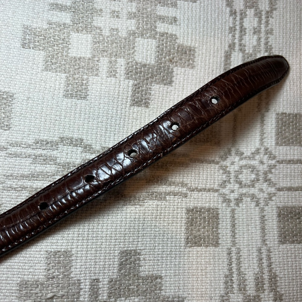 Vintage Brighton Leather Belt Brown Croc Embossed Western Buckle Size 32 M/L - Picture 6 of 10